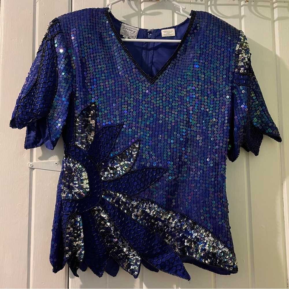 Stenay vintage silk and sequin bling blouse-small like new